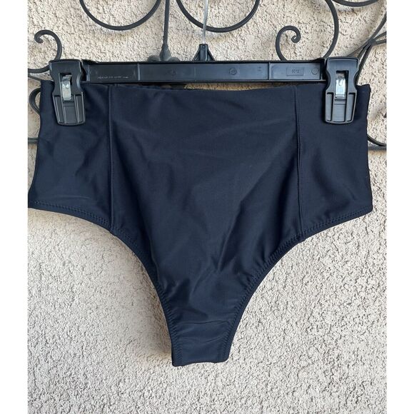 Volcom Simply Solid Retro High Thigh Cut Bikini Bottom - Size M - Black - Picture 4 of 8